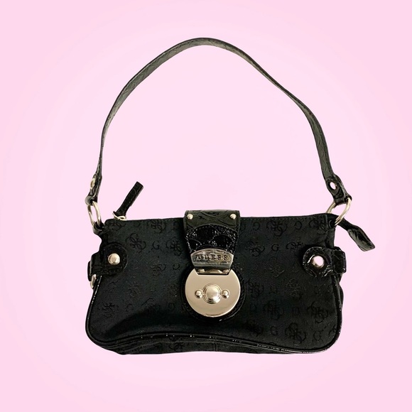 Guess Handbags - Black Monogram Mini Guess Handbag